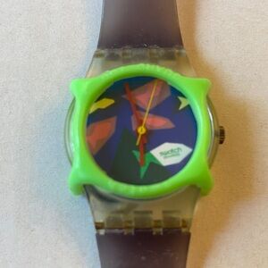 SWATCH Watch - Aqua Dream with Swatch Watch Guard. Vintage 1986 Ladies model